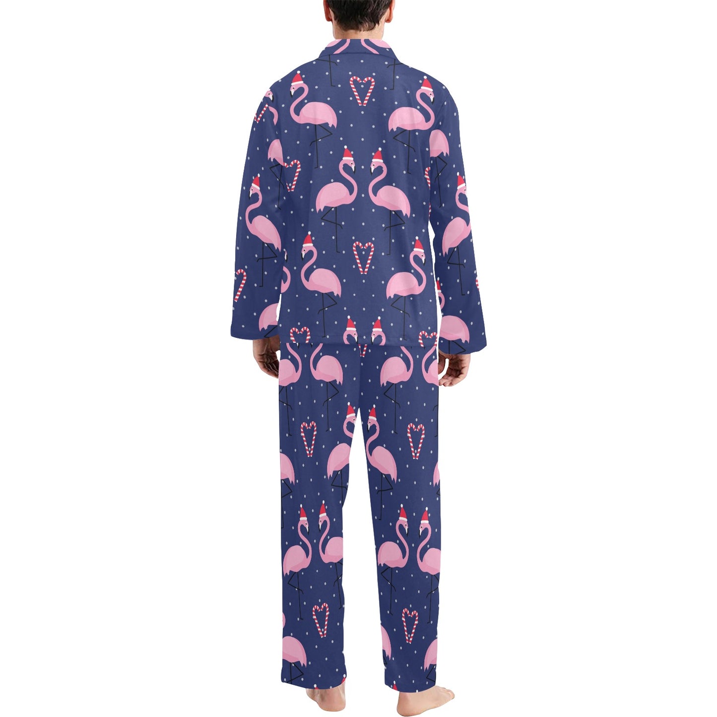 Flamingo Christmas Men's Long Pajama Set