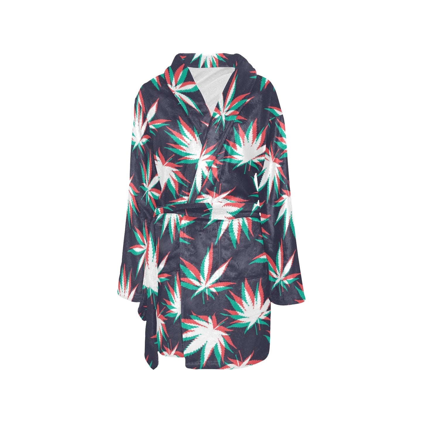 Pot Leaf Pattern Print Design A01 Women's Fleece Robe