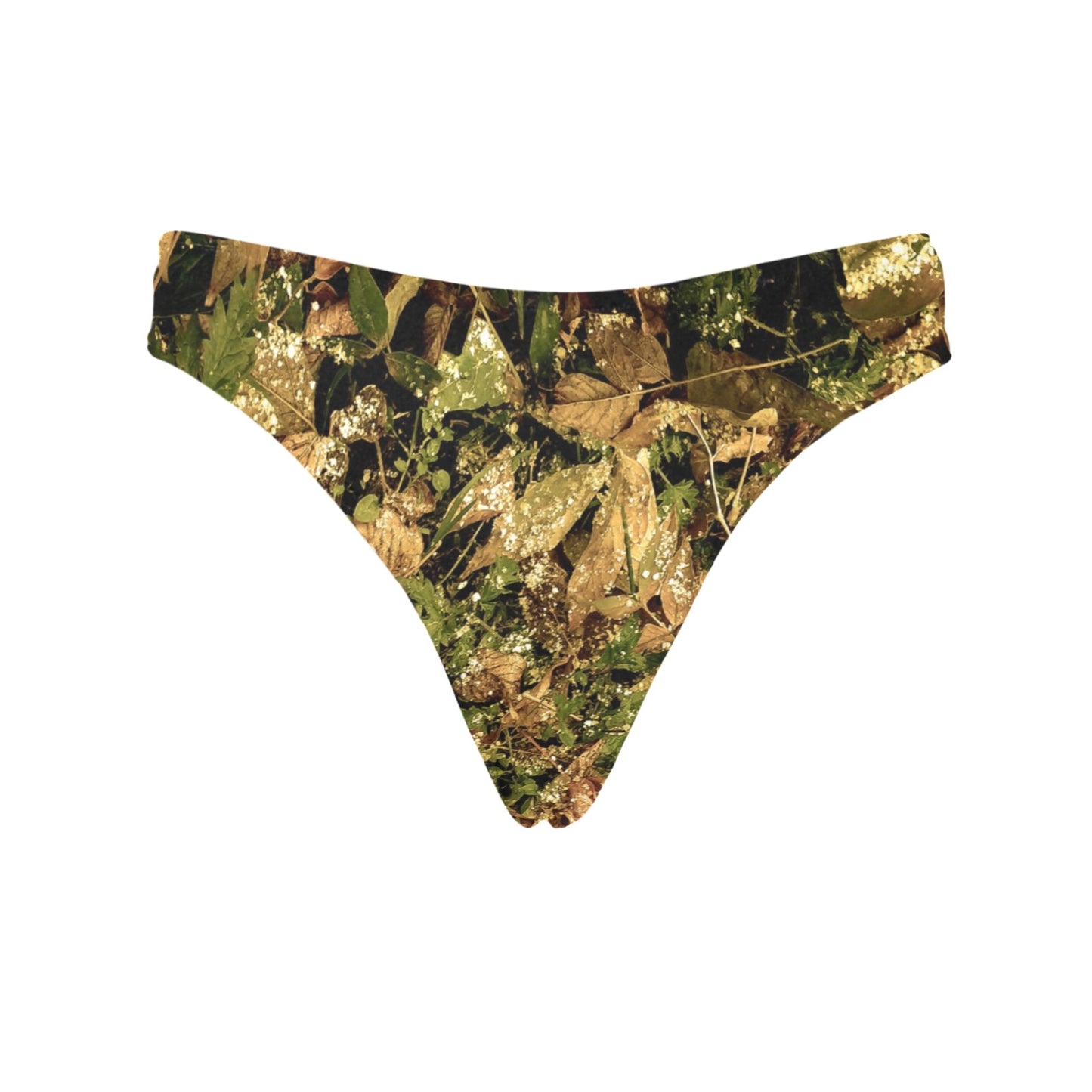 Camo Realistic Tree Forest Texture Print Women's Thongs
