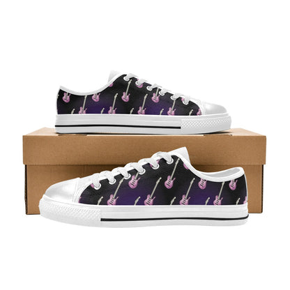 Electric Guitar Print Design LKS405 Women's White Low Top Shoes