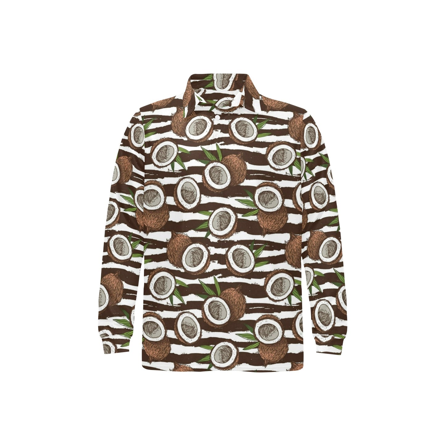 Coconut Pattern Print Design CN04 Long Sleeve Polo Shirt For Men's
