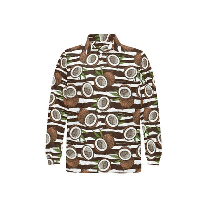 Coconut Pattern Print Design CN04 Long Sleeve Polo Shirt For Men's