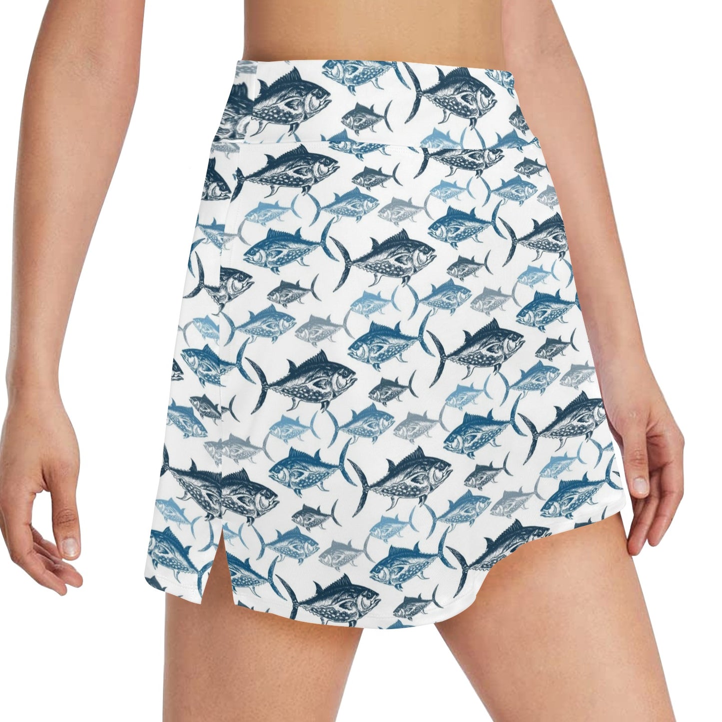 Tuna Fish Print Design LKS303 17" Golf & Pickleball Skort with Pockets
