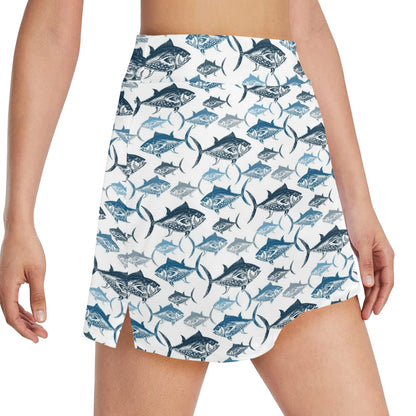 Tuna Fish Print Design LKS303 17" Golf & Pickleball Skort with Pockets