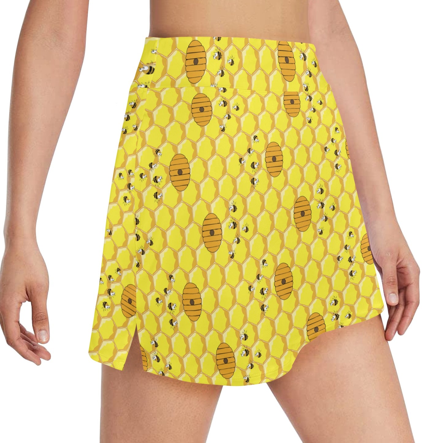 Honey Bee Print Design LKS303 Women's Golf Skirt with Pocket