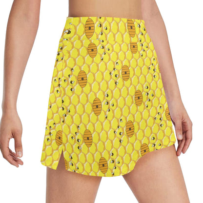 Honey Bee Print Design LKS303 17" Golf & Pickleball Skort with Pockets
