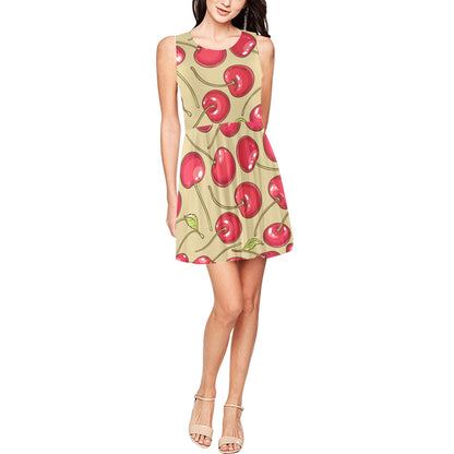 Cherry Pattern Print Design CH05 Sleeveless Dress