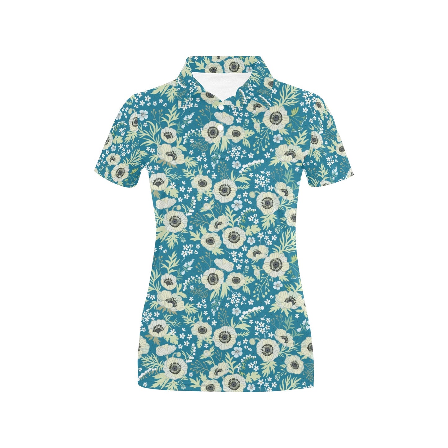Anemone Pattern Print Design 01 Women's Polo Shirt