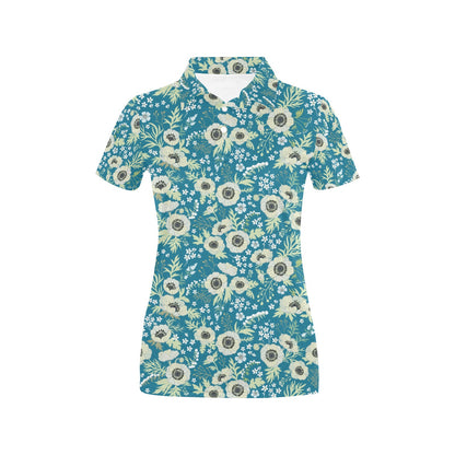 Anemone Pattern Print Design 01 Women's Polo Shirt