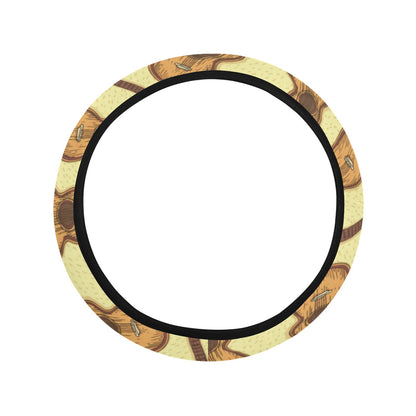 Acoustic Guitar Print Design LKS402 Steering Wheel Cover with Elastic Edge