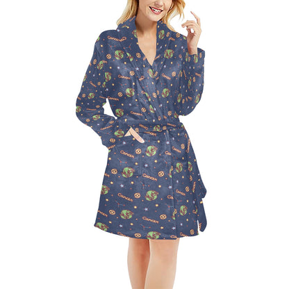 Cancer Zodiac Pattern Print Design 03 Women's Fleece Robe