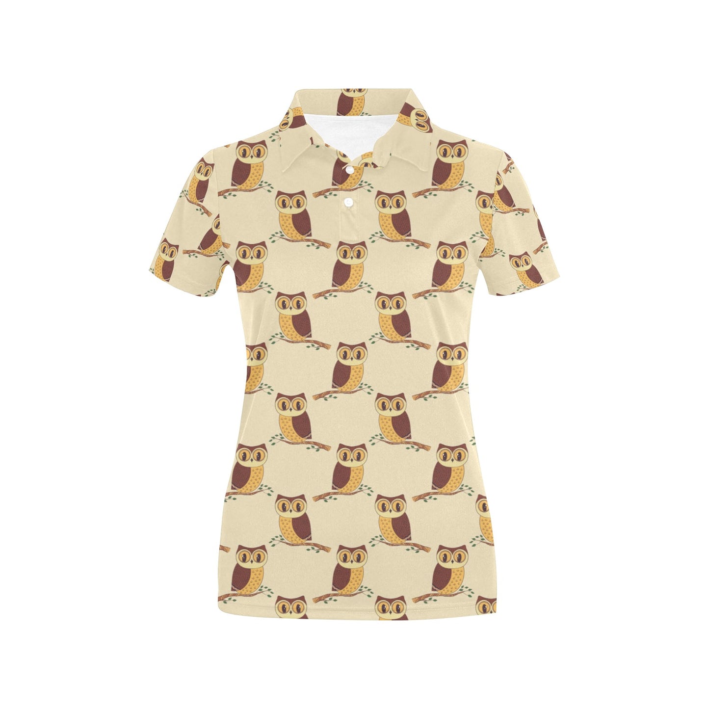 Owl Pattern Print Design A07 Women's Polo Shirt