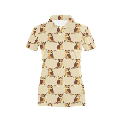 Owl Pattern Print Design A07 Women's Polo Shirt