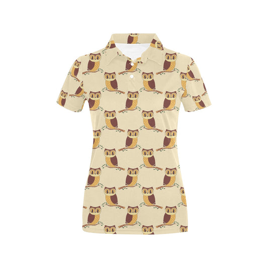 Owl Pattern Print Design A07 Women's Polo Shirt