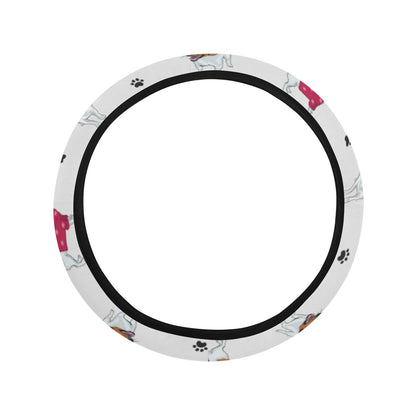 Russell Terriers Print Design LKS308 Steering Wheel Cover with Elastic Edge