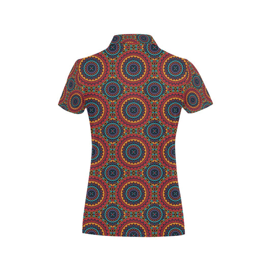 Bohemian Mandala Style Print Women's Polo Shirt