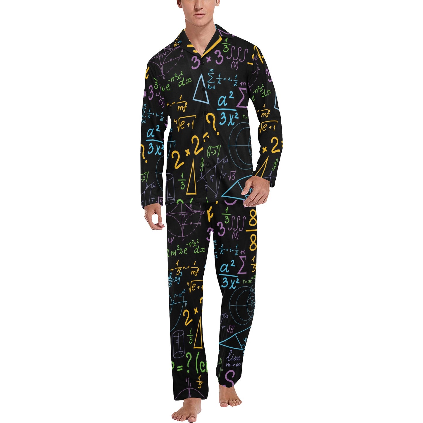 Math Pattern Print Design 03 Men's Long Pajama Set