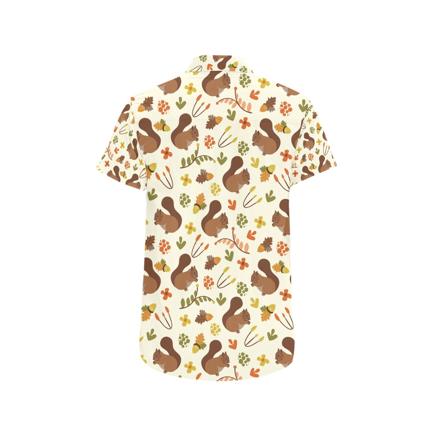 Squirrel Print Design LKS3010 Men Short Sleeve Button Up Shirt