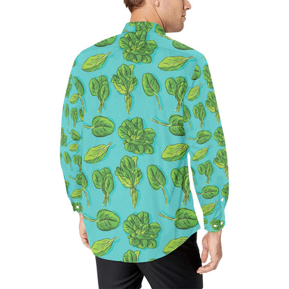 Spinach Print Design LKS301 Men's Long Sleeve Dress Shirt
