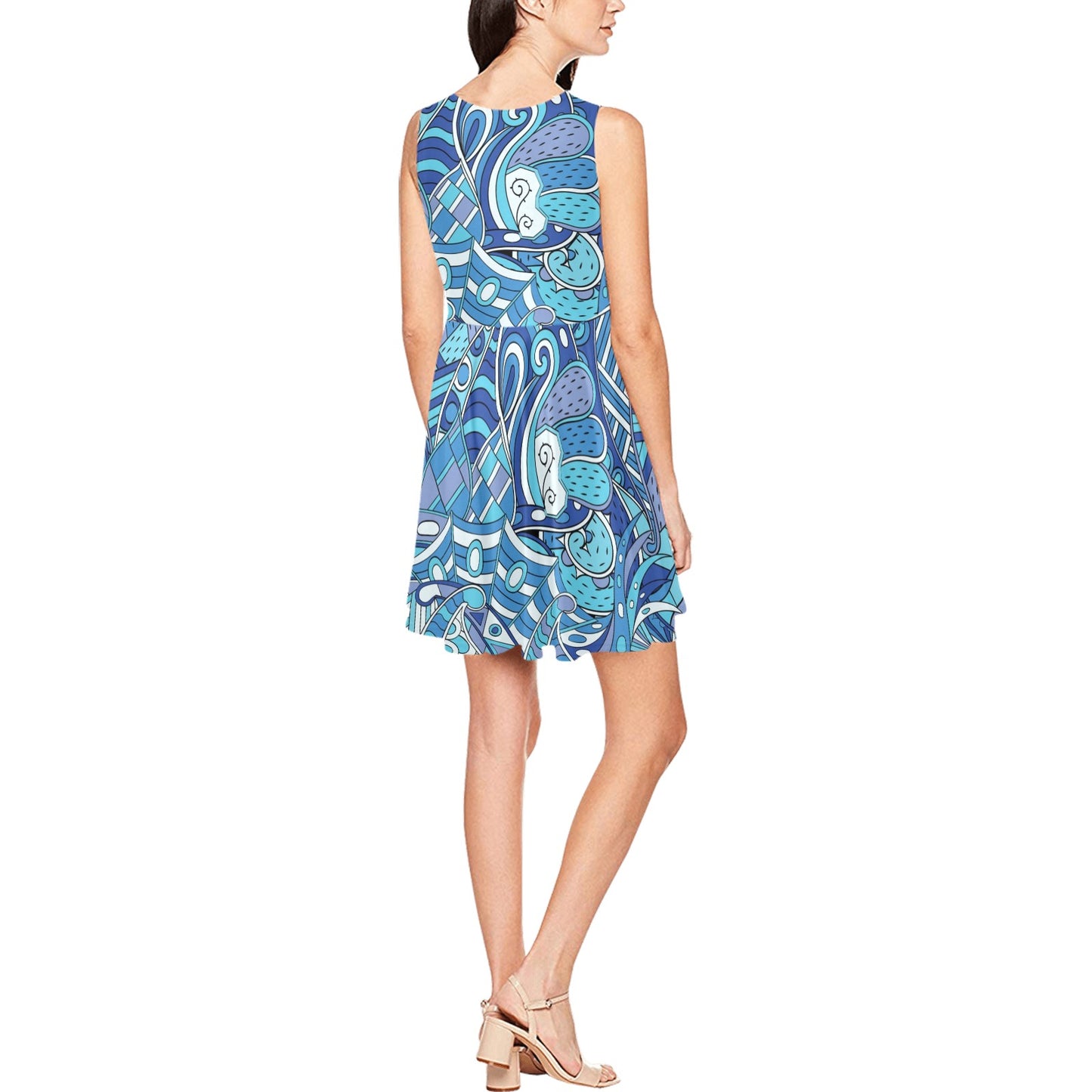 Funky Retro Pattern Print Design A02 Sleeveless Dress