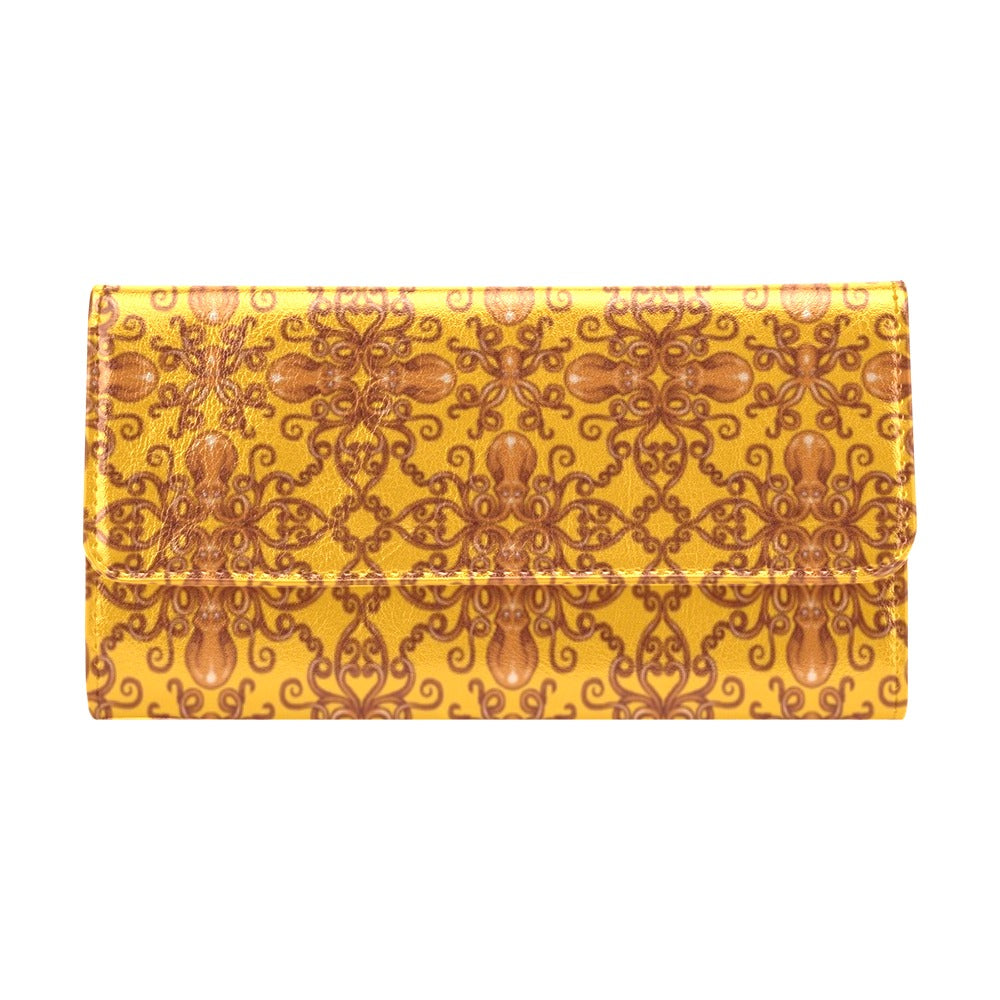 Octopus Background Design Print Women's Trifold Wallet