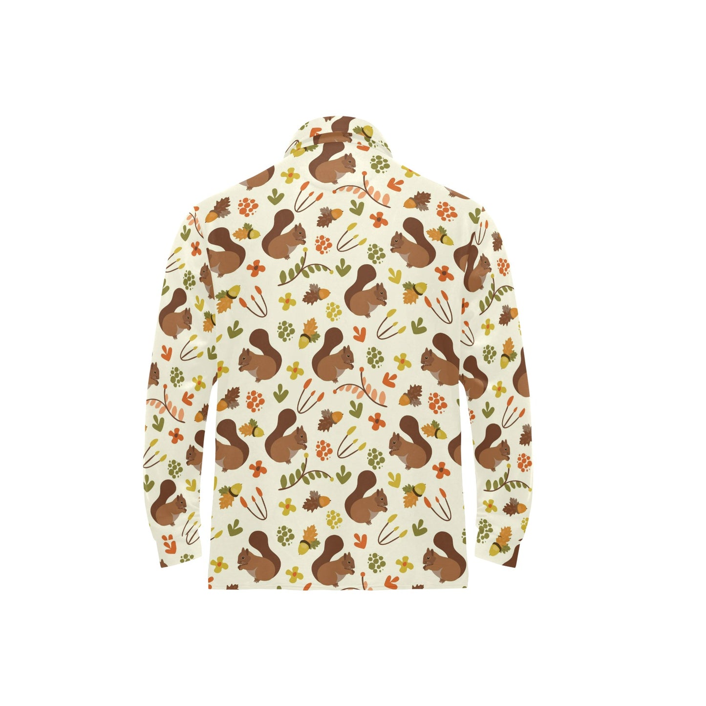Squirrel Print Design LKS3010 Long Sleeve Polo Shirt For Men's
