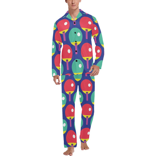 Ping Pong Pattern Print Design A03 Men's Long Pajama Set