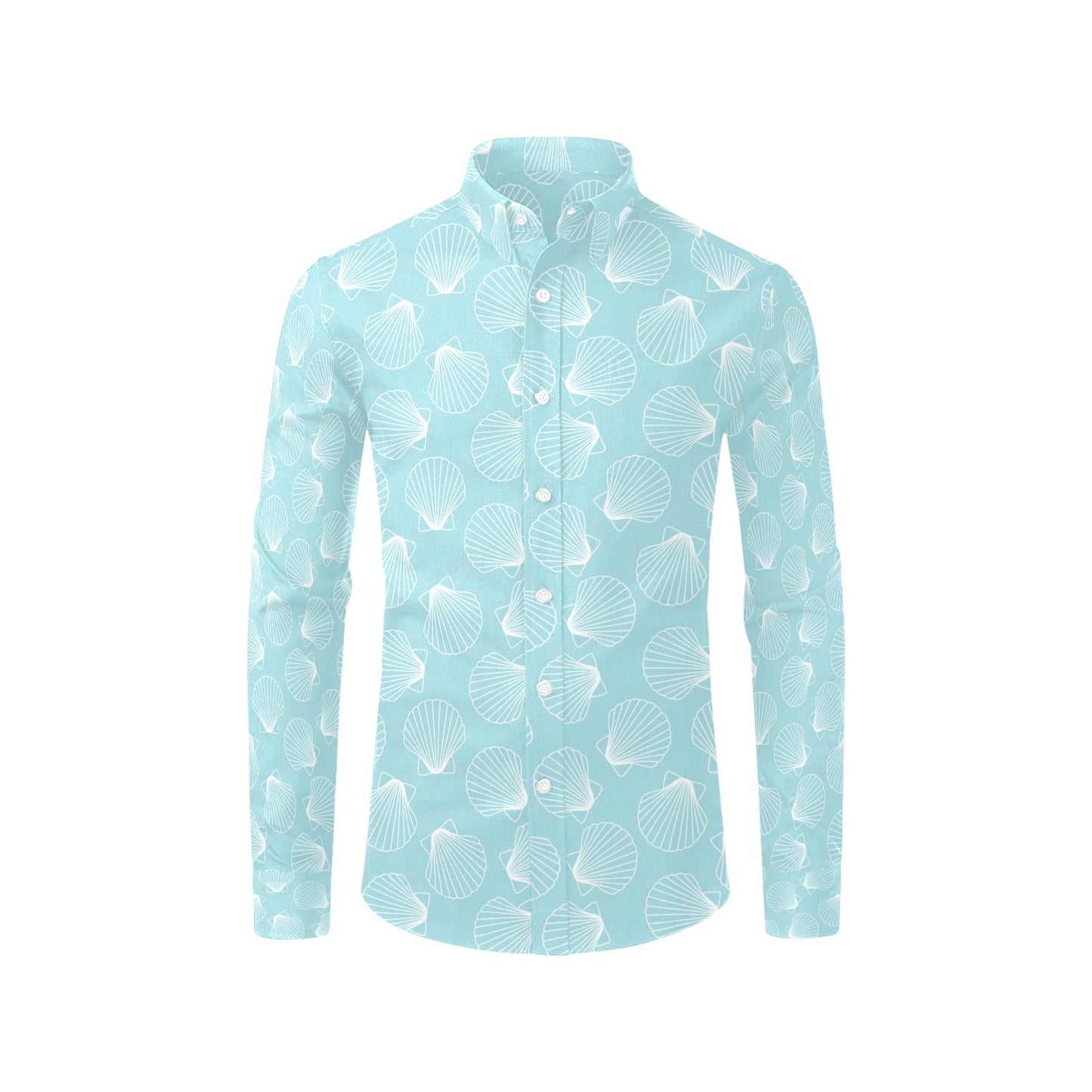 Seashell Print Design LKS3010 Men's Long Sleeve Dress Shirt