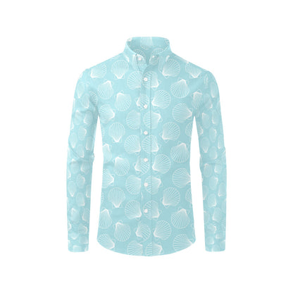 Seashell Print Design LKS3010 Men's Long Sleeve Dress Shirt