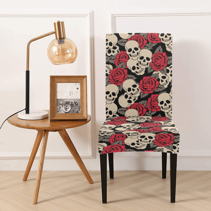 Skull And Roses Print Design LKS301 Dining Chair Slipcover