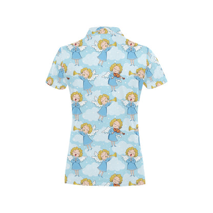 Angel Musician Pattern Print Design 09 Women's Polo Shirt