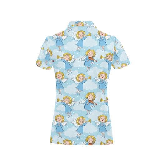 Angel Musician Pattern Print Design 09 Women's Polo Shirt