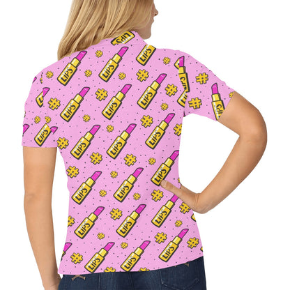 Lipstick Pattern Print Design LT03 Women's Polo Shirt