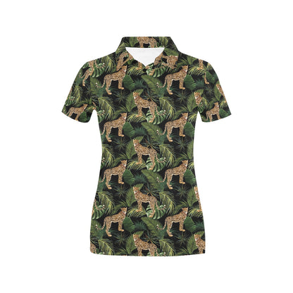 Cheetah Pattern Print Design 05 Women's Polo Shirt