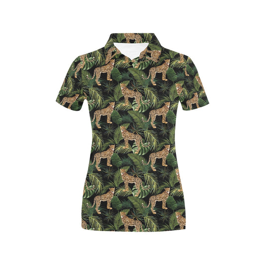 Cheetah Pattern Print Design 05 Women's Polo Shirt