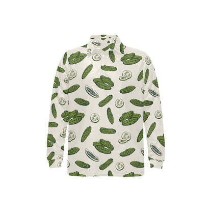 Cucumber Pattern Print Design CC05 Long Sleeve Polo Shirt For Men's