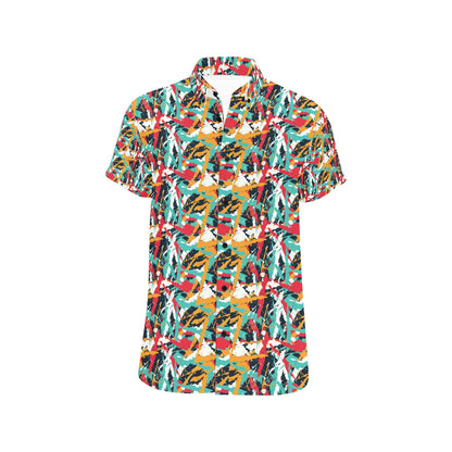 Splatter Print Design LKS304 Men Short Sleeve Button Up Shirt