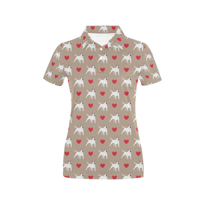 Bull Terriers Pattern Print Design 01 Women's Polo Shirt