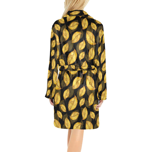 Elm Leave Summer Print Pattern Women's Fleece Robe