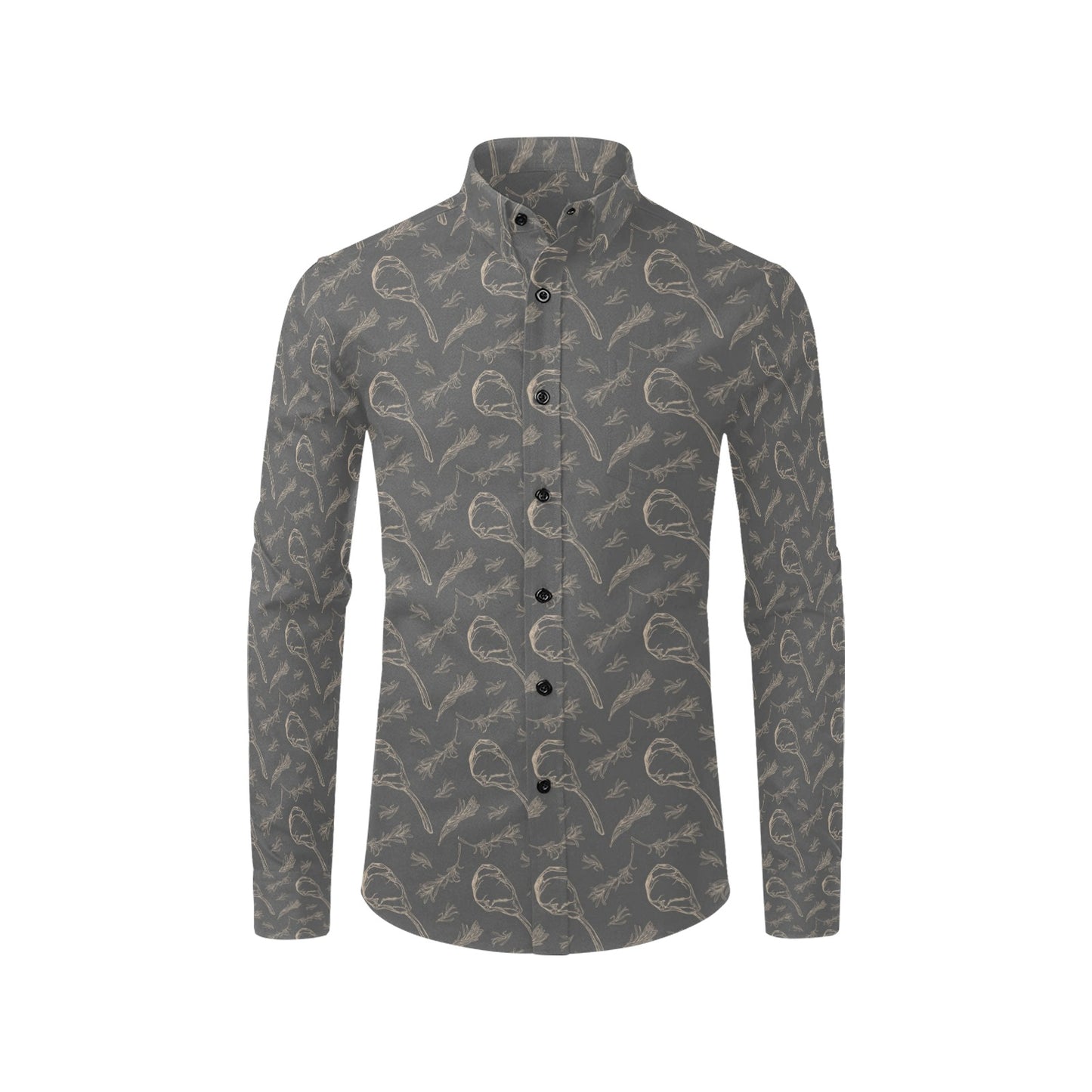 Steak Print Design LKS302 Men's Long Sleeve Dress Shirt