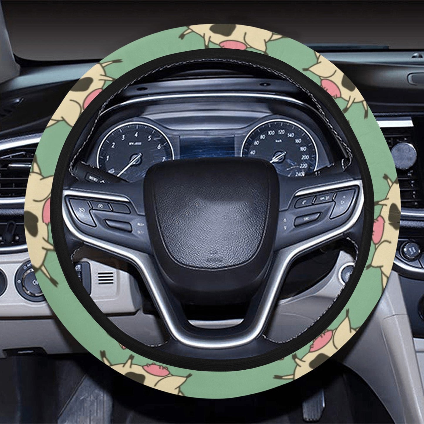Cattle Print Design LKS402 Steering Wheel Cover with Elastic Edge