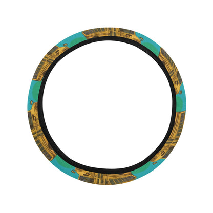 School Bus Print Design LKS308 Steering Wheel Cover with Elastic Edge