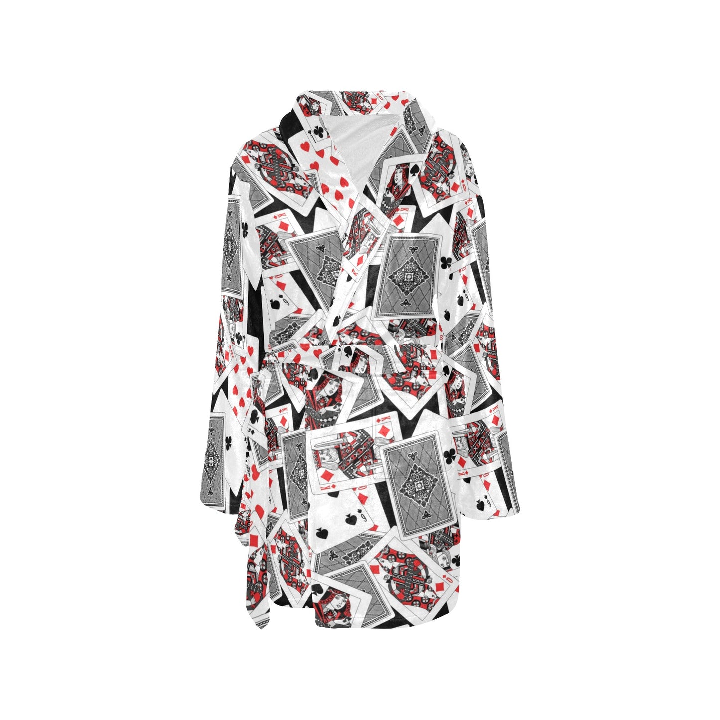 Poker Cards Pattern Print Design A04 Women's Fleece Robe