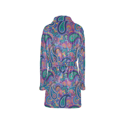 Paisley Colorful Pattern Print Design A02 Women's Fleece Robe