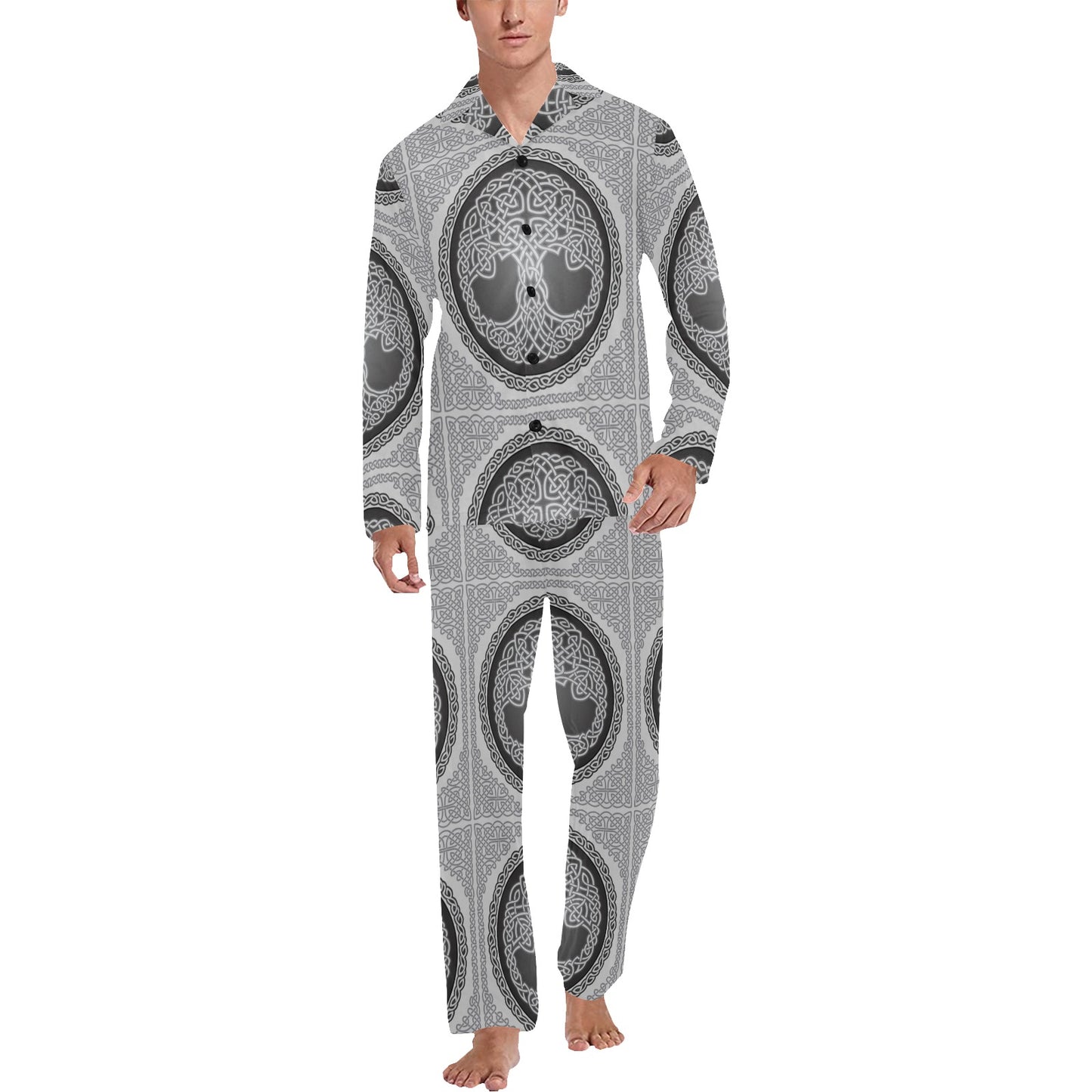 Celtic Tree of life Print Men's Long Pajama Set