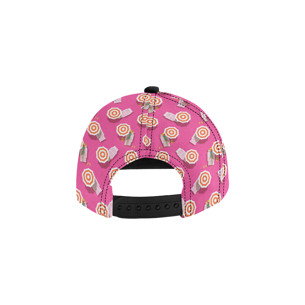 Beach Top View Umbrella Theme Snapback Cap