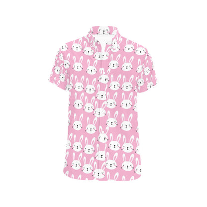 Rabbit Print Design LKS401 Men Short Sleeve Button Up Shirt