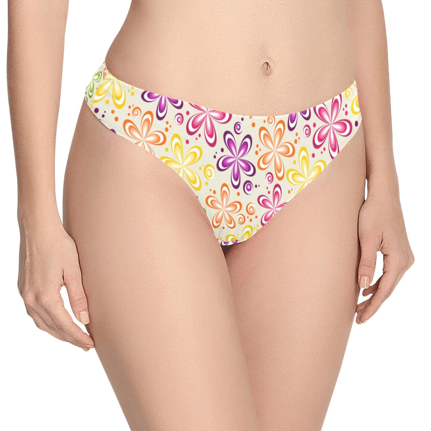 Flower Power Colorful Design Print Women's Thongs