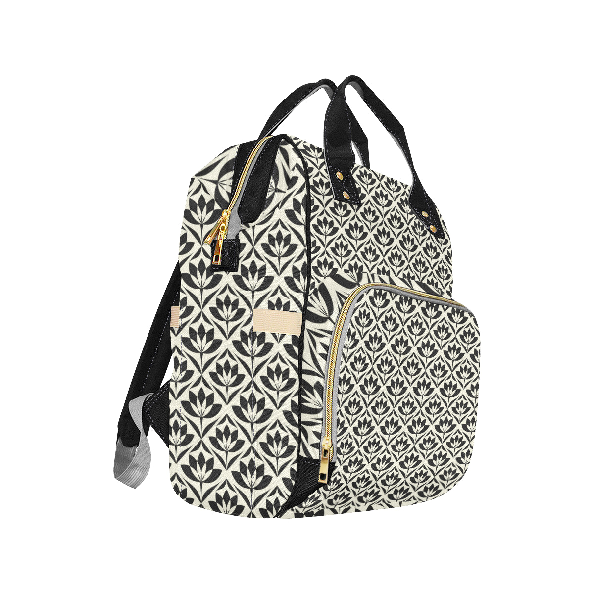 Lotus Pattern Print Diaper Bag Backpack