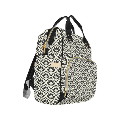 Lotus Pattern Print Diaper Bag Backpack